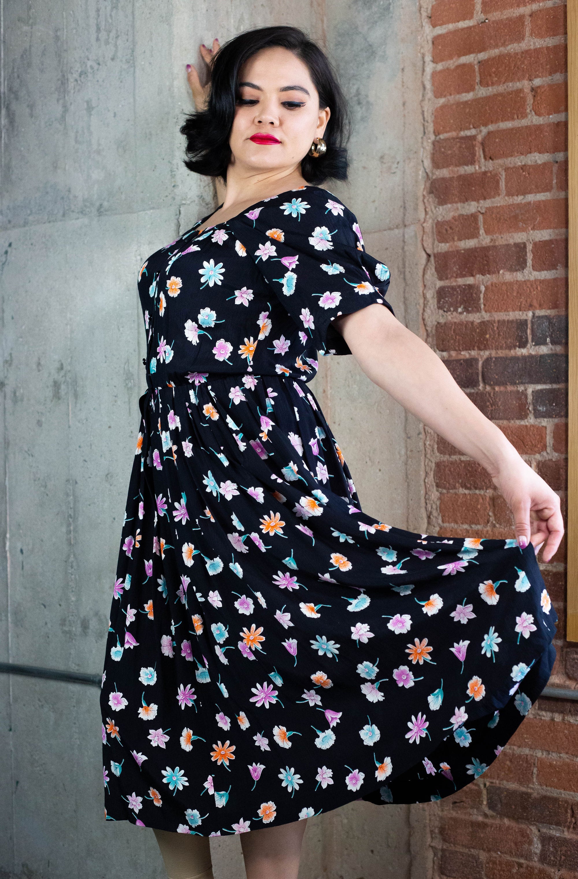 90's Whimsical Floral Dress (S-M)