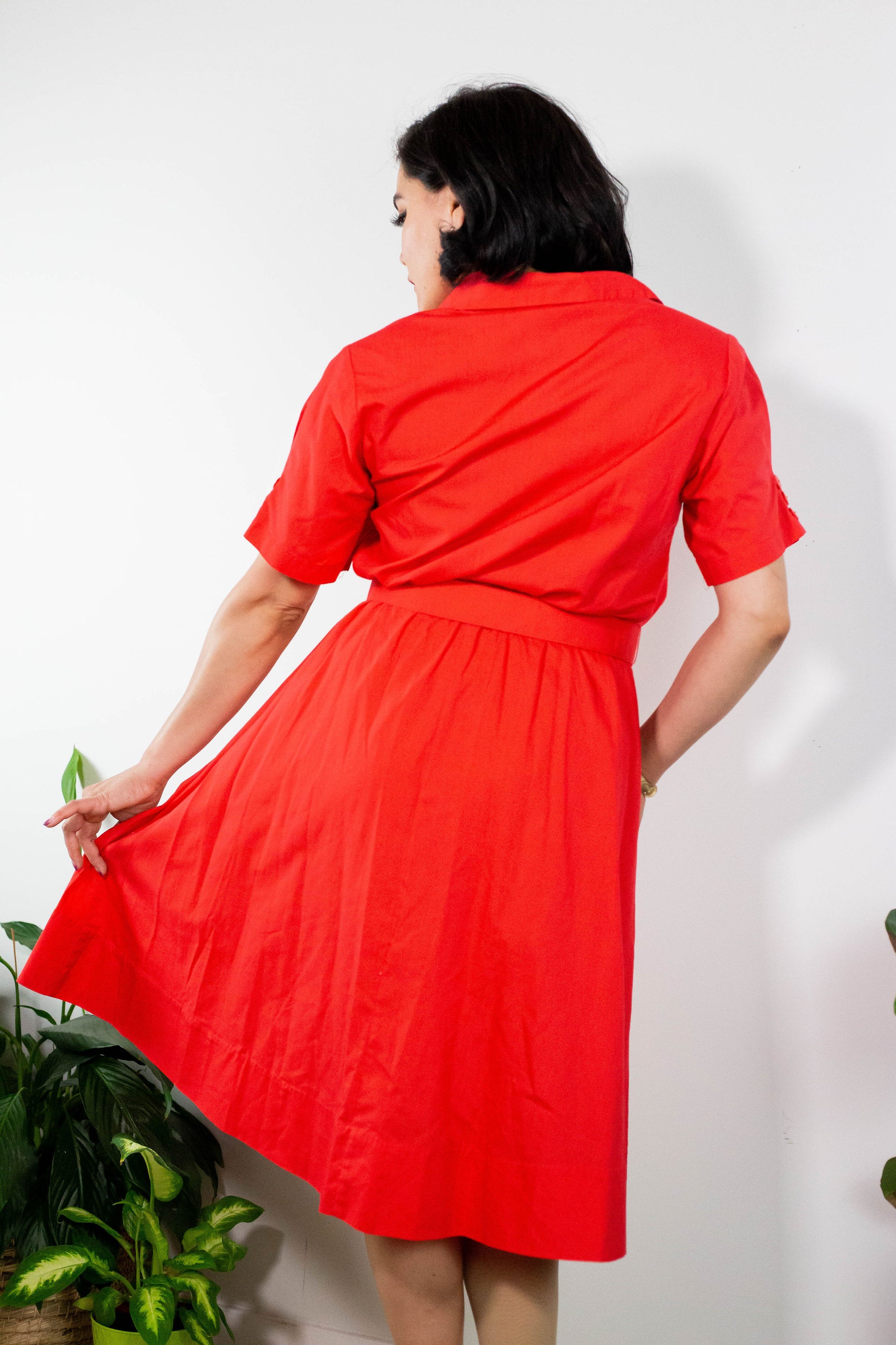 90's Blood Orange Cotton Shirt Dress (M)