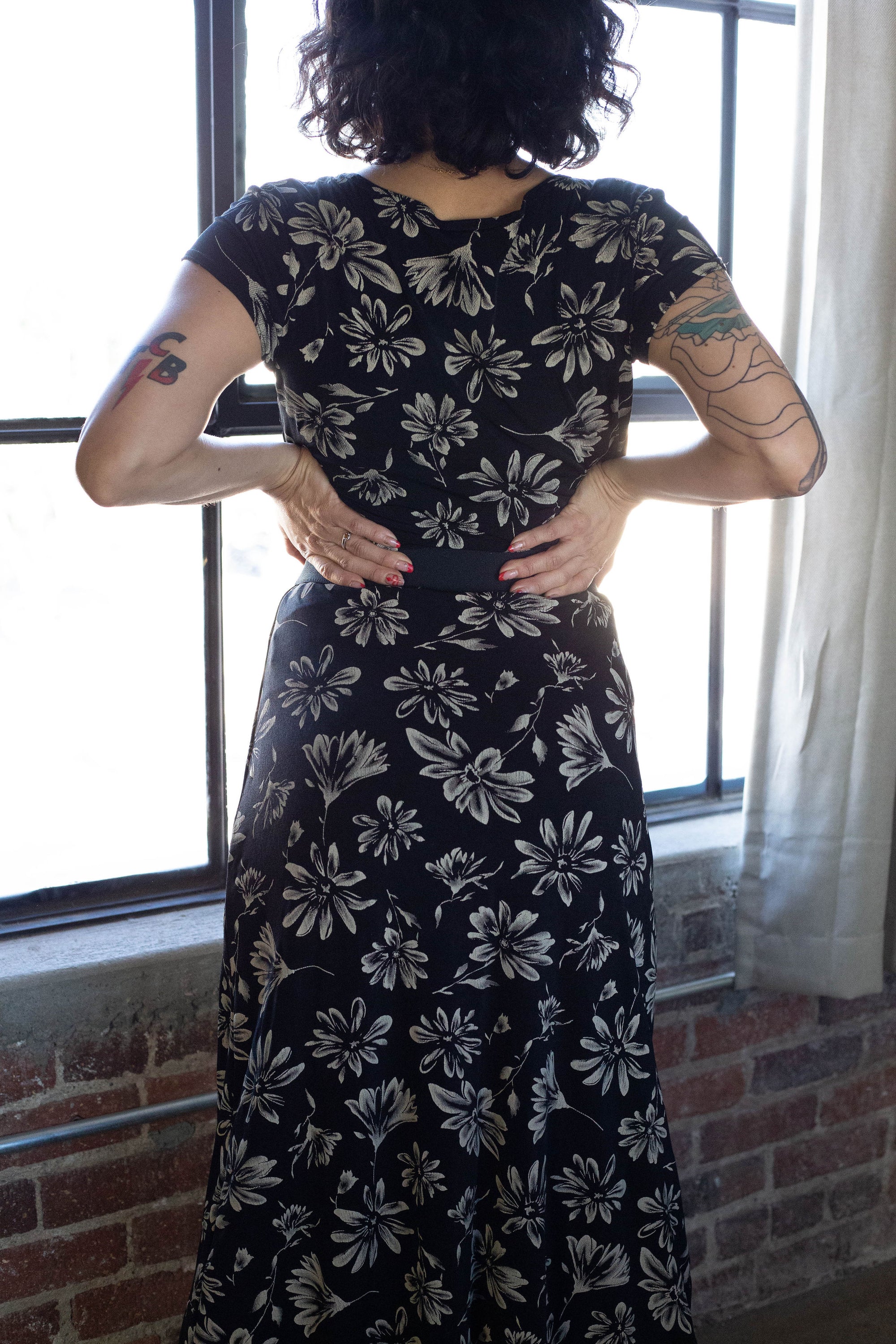 90’s Stretchy Floral Print 2 Piece Skirt Set (S-M)