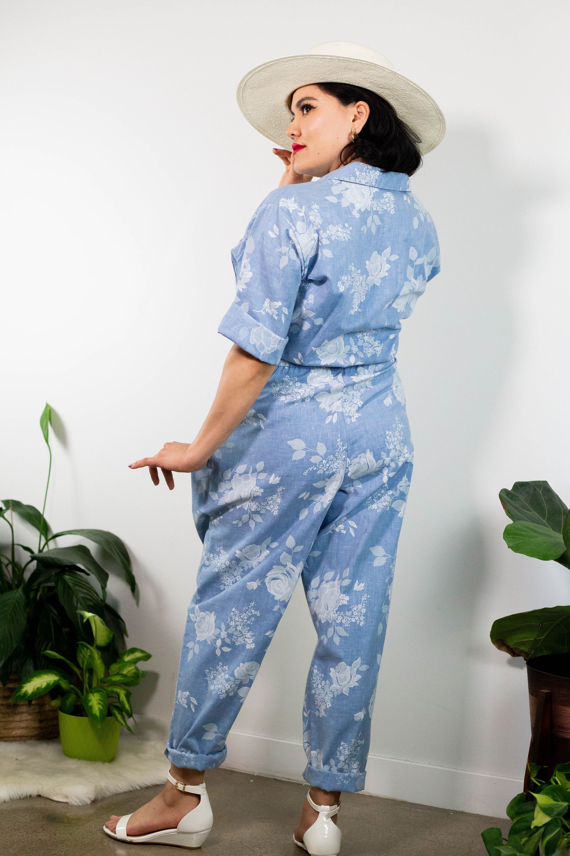 80's Cotton Tropical Jumpsuit (M)