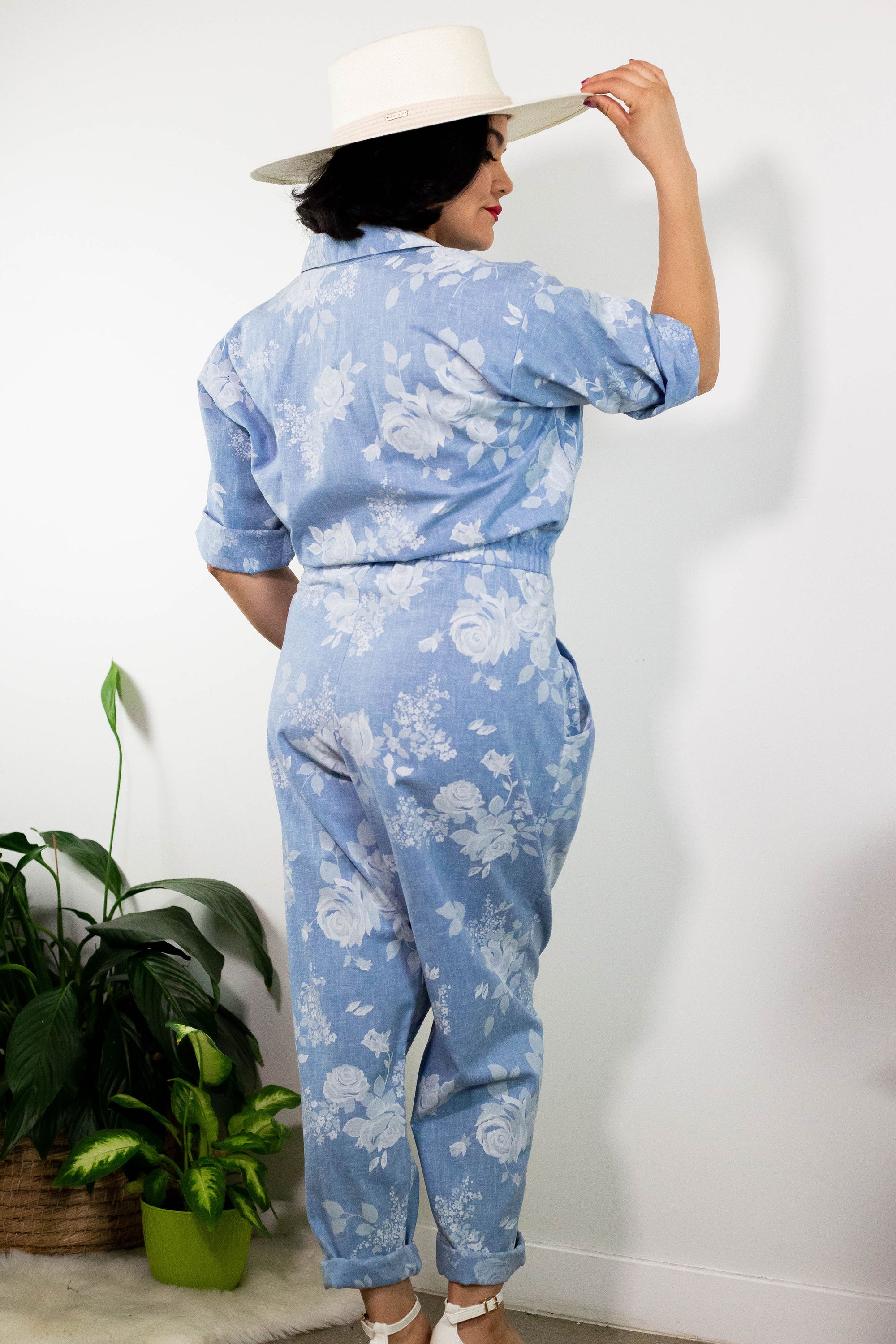 80's Cotton Tropical Jumpsuit (M)