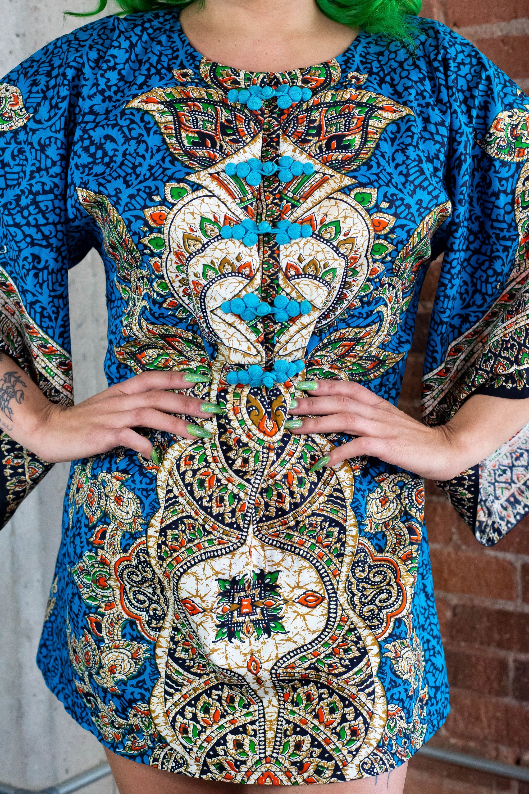 70's Thai Mini Tunic Kaftan Dress (S-M)