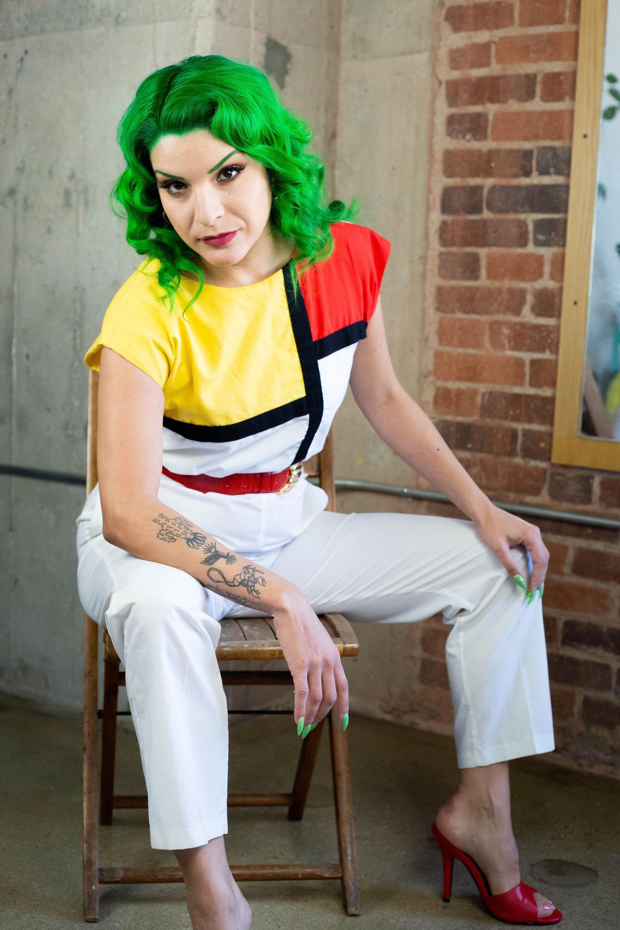 80's New Wave ColorBlock Jumpsuit (S-M)