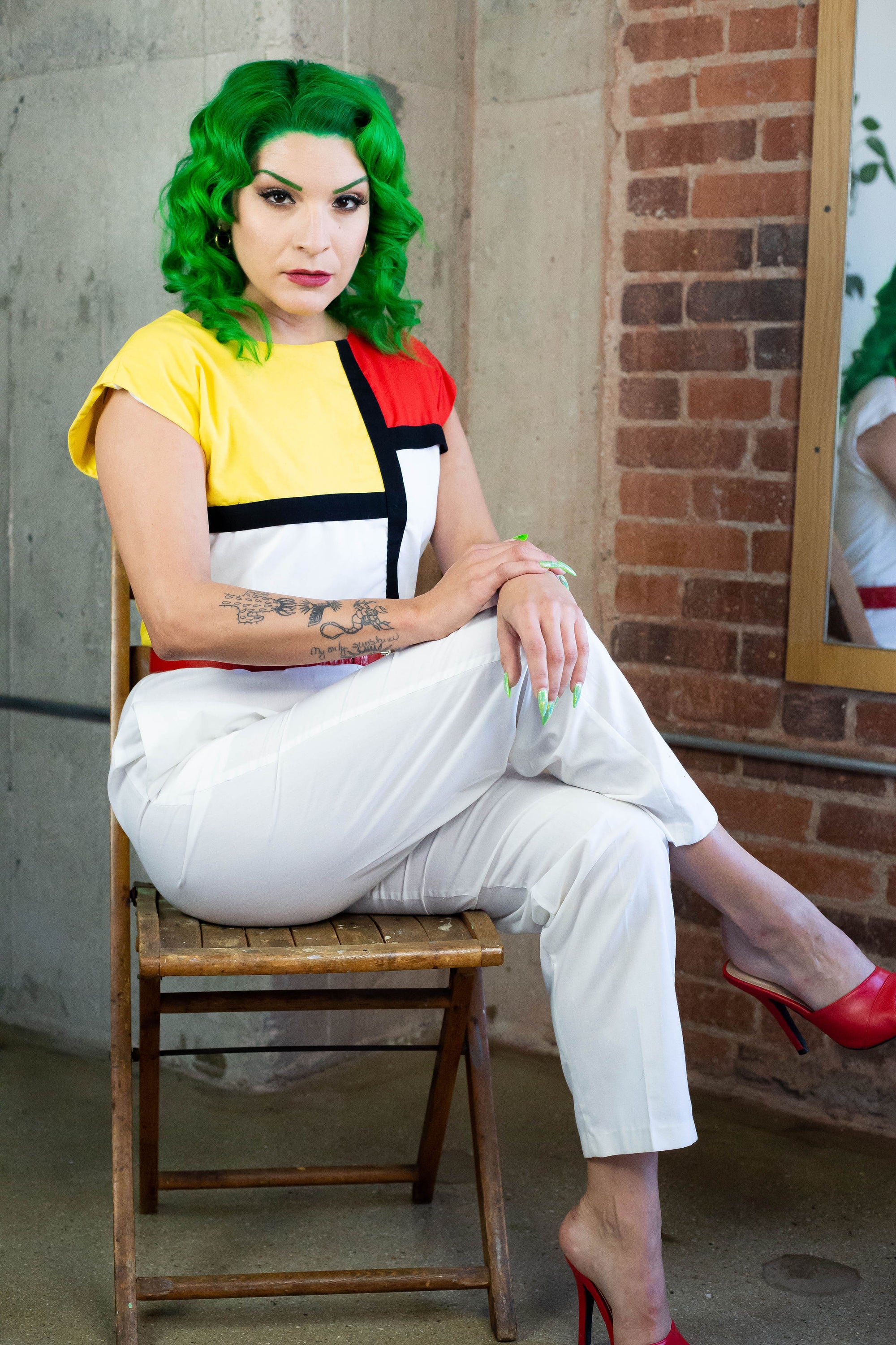 80's New Wave ColorBlock Jumpsuit (S-M)