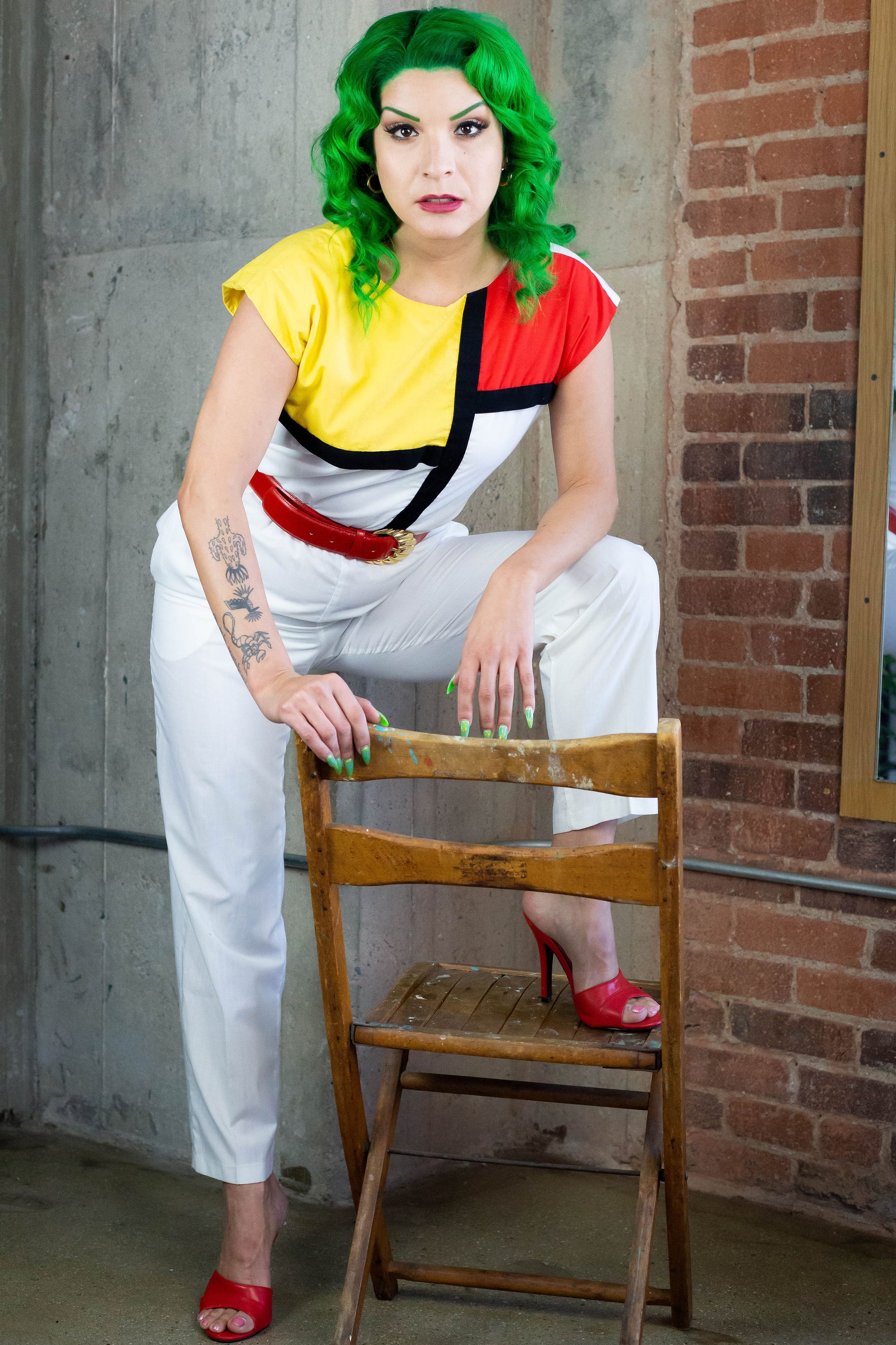 80's New Wave ColorBlock Jumpsuit (S-M)