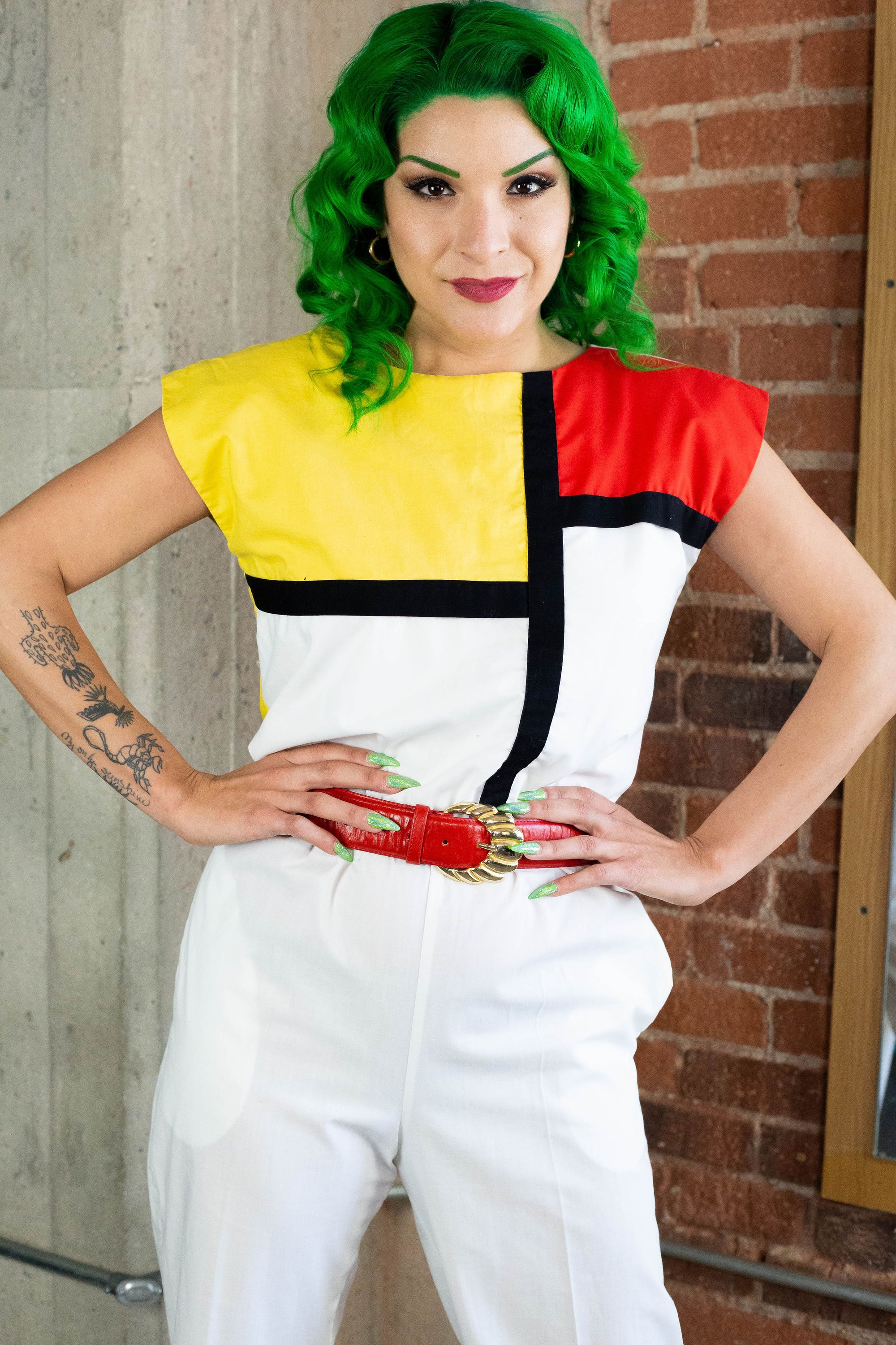 80's New Wave ColorBlock Jumpsuit (S-M)