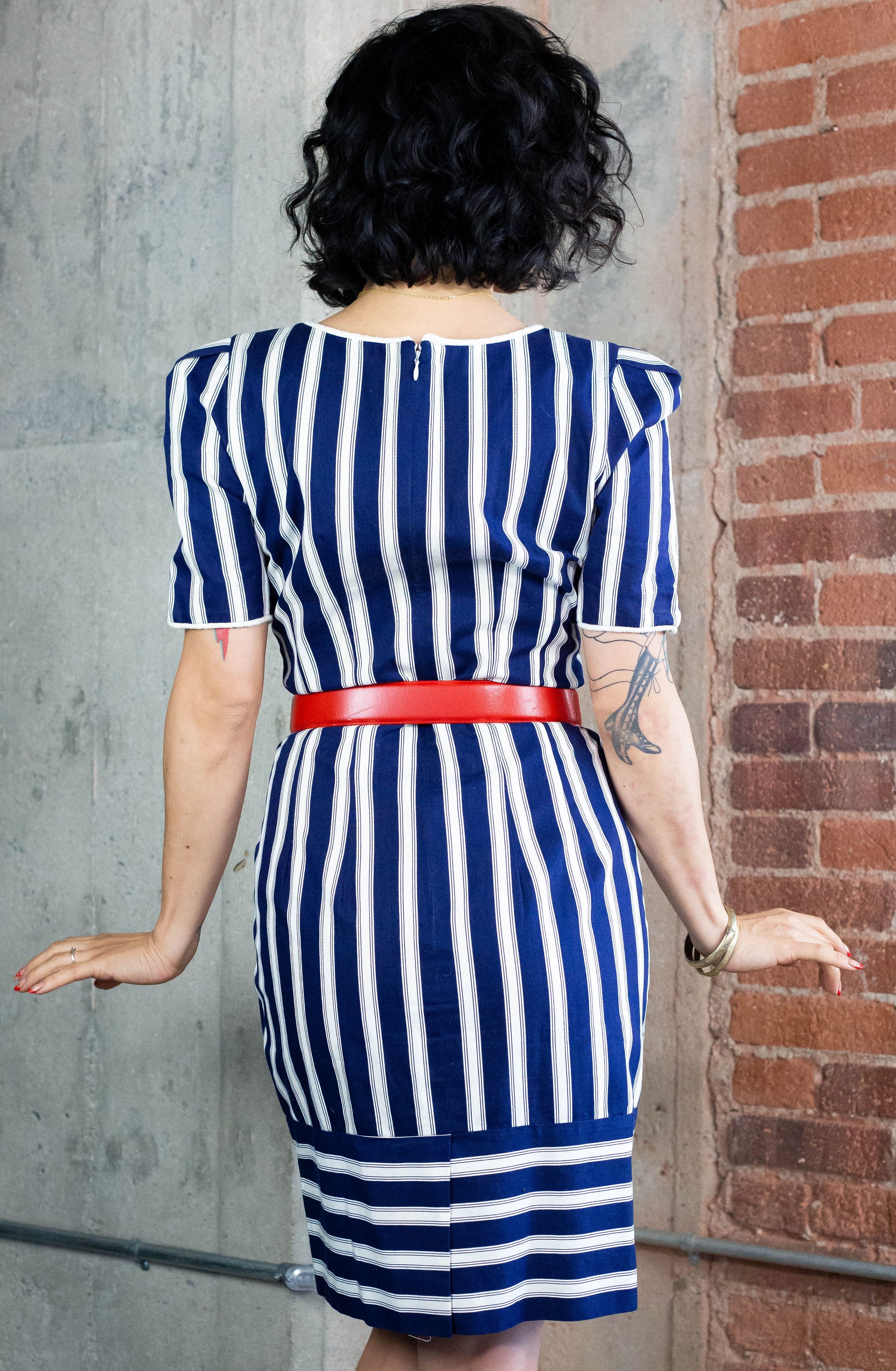 90's Nautical Inspired Striped Dress (M)