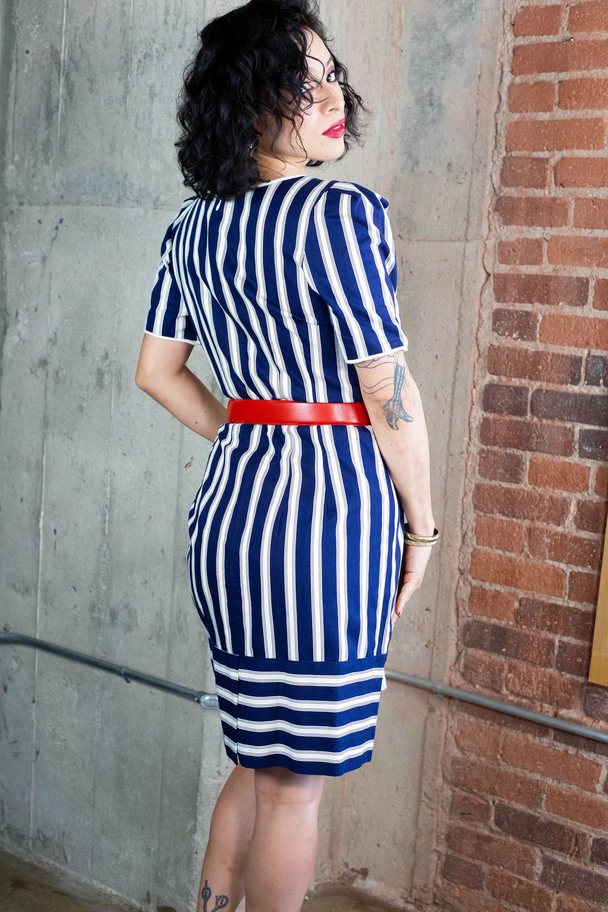 90's Nautical Inspired Striped Dress (M)