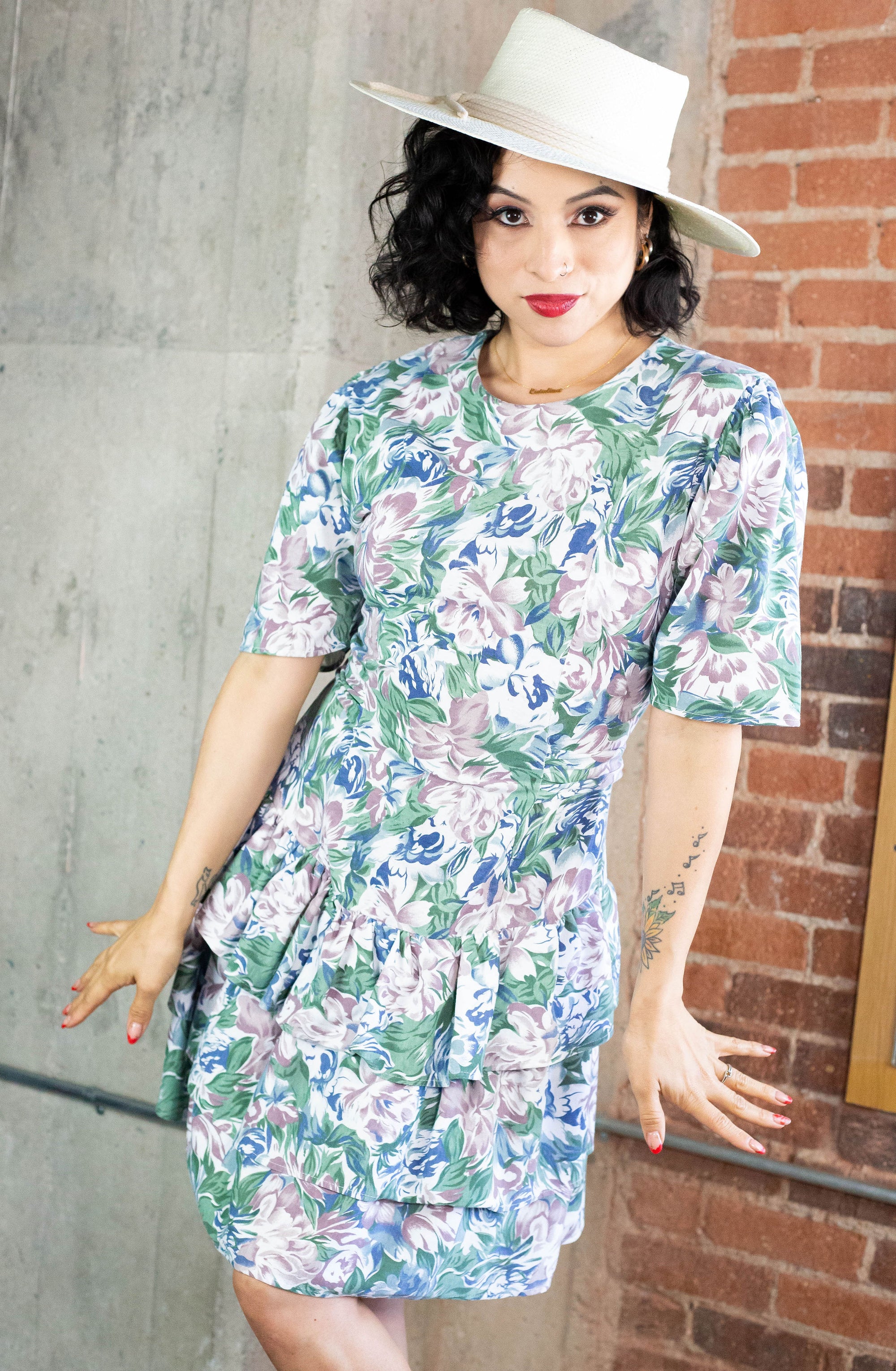 80's Floral Drop Waist Cotton Dress (M) - Aire Antigua 80's Floral Drop Waist Cotton Dress (M) - Aire Antigua